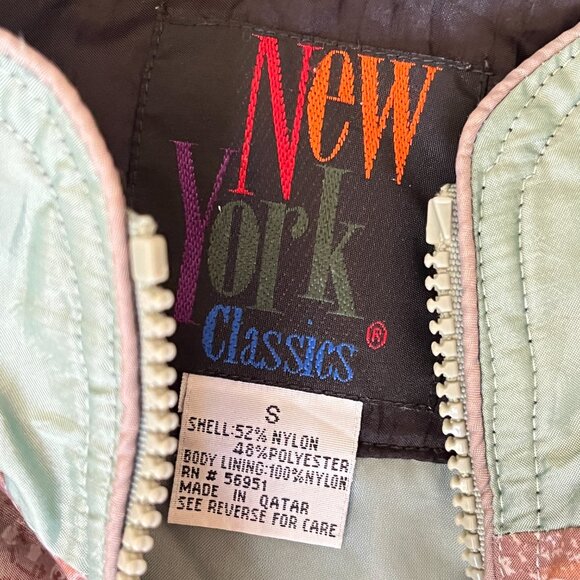 Vintage 80s Seafoam & Pink Windbreaker Spring Jacket, Size Small, Medium - Picture 2 of 6